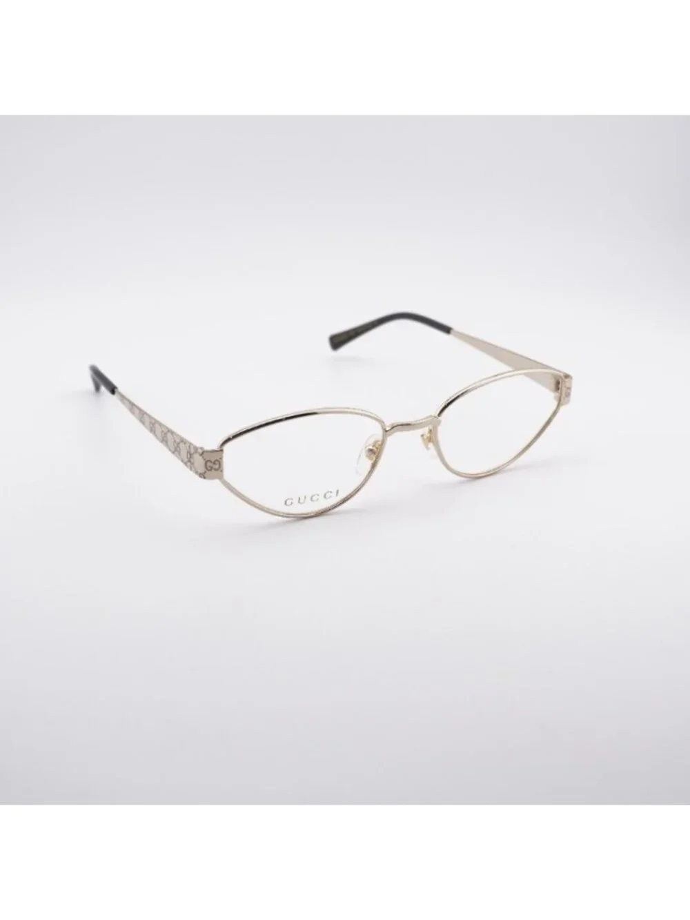 Gucci GG1853O 001 Eyeglasses Gold with GG Pattern 54mm Cat Eye Frame